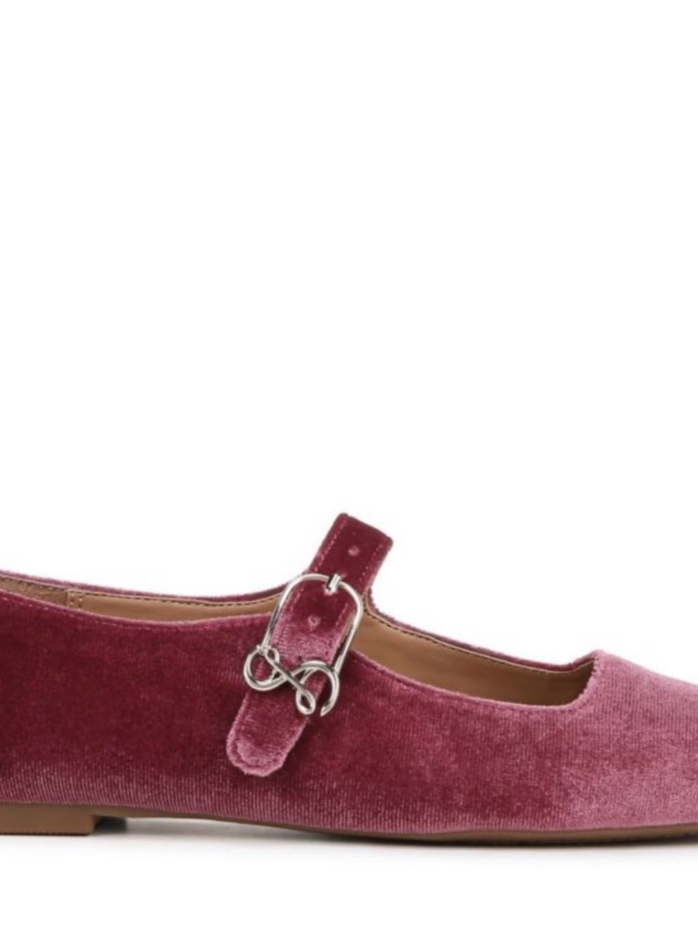 Sam & Libby Mauve Velvet Mary Jane Flats with Buckle